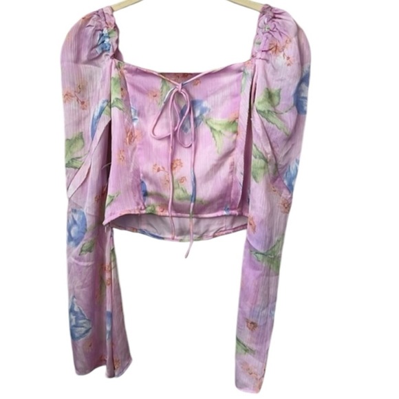 ASOS Design Corset Top With Ruffle Shoulder In Pink Occasion Floral Print Size 4 - Picture 6 of 15